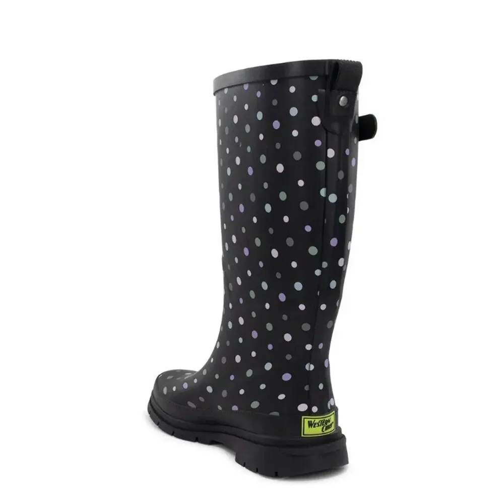 Western Chief Rain Boots 10 NWT NEW Simple Dot Black Waterproof Mid Calf